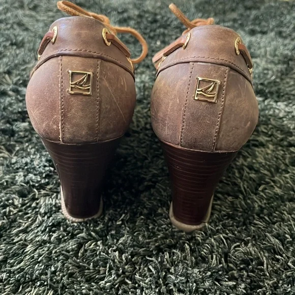 Sperry brown leather wedges - boat shoe style - Picture 6 of 12